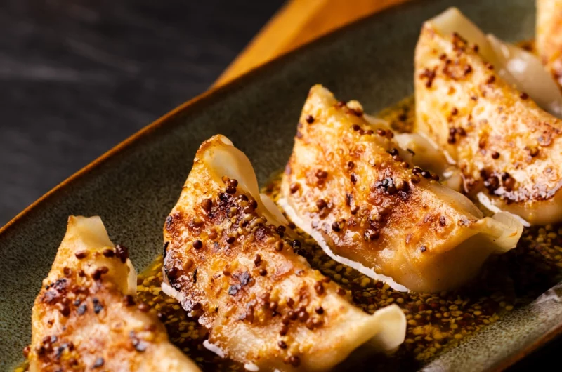 Garnalen Gyoza met Dijon dressing